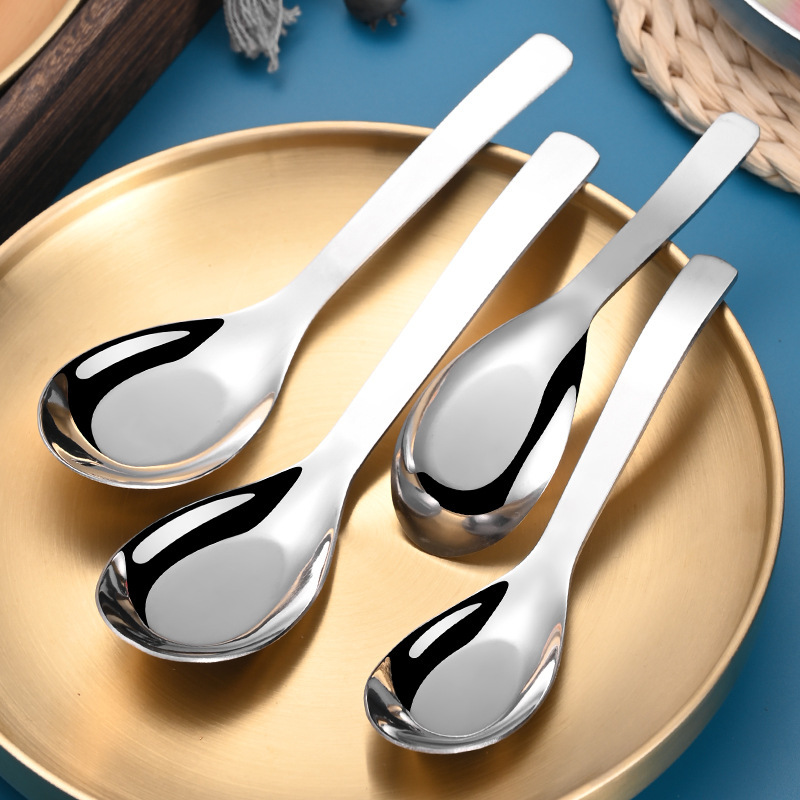 Bright and Stylish Thickened Stainless Steel Spoon for Home Use, Deepened Rice Spoon, Soup Spoon, Watermelon Spoon, Jieyang Tableware