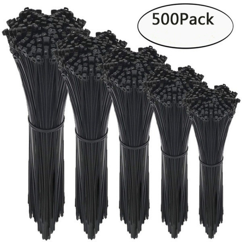 500 Pcs 黑色尼龙轧带Black Nylon Zip Cable Ties