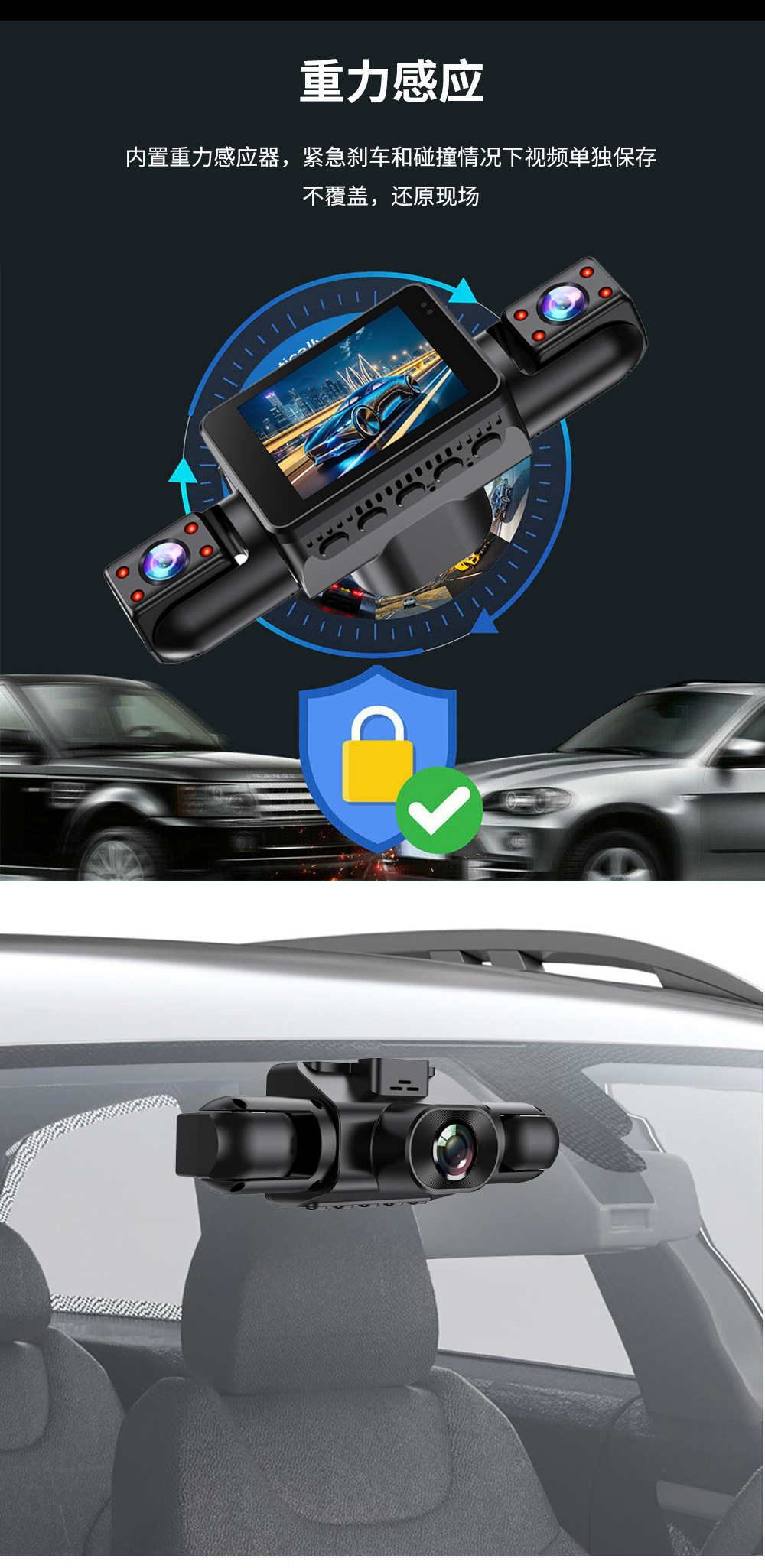 New Model 4-Channel Voice-Activated High-Definition Night Vision Driving Recorder 1440P High-Definition Reversing Image Rearview Mirror Recorder