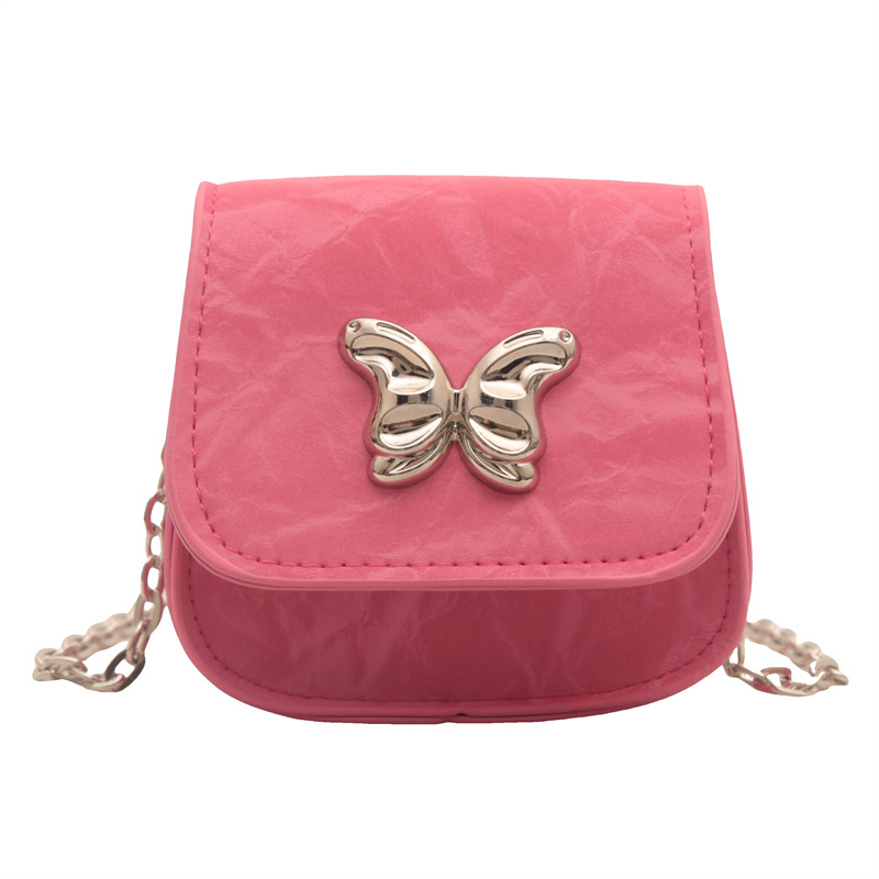 Mariposa de personalidad estética francesa 2024 otoño nuevo color sólido casual moda cadena mensajero hombro pequeño bolso cuadrado mujer