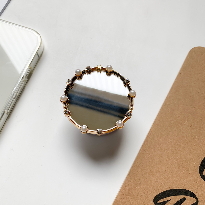 Handy-Airbag, koreanischer Instagram-Perlenringaufkleber, Strass-Lazy-Luftkissen, Make-up-Spiegel-Rückenaufkleber_voghion.com