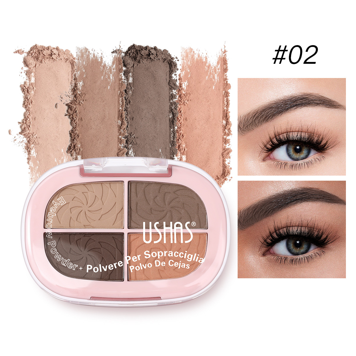 Cosmética transfronteriza USHAS venta caliente reparación natural delicada 4 cuadrados de cejas en polvo UF100