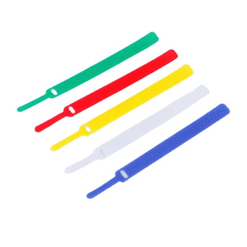 Back-to-back Colorful Nylon Cat Head T-Type Hook-and-Loop Cable Tie Wire Management Band Data Cable Organizer Bundling Strap