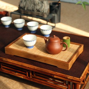 Bamboo Tea Tray Tea Serving Tea Tray Bamboo Water-filled Bamboo Silk Cup Cushion Tea Pot Cushion Water Storage Kung Fu Tea Set Tea Mat