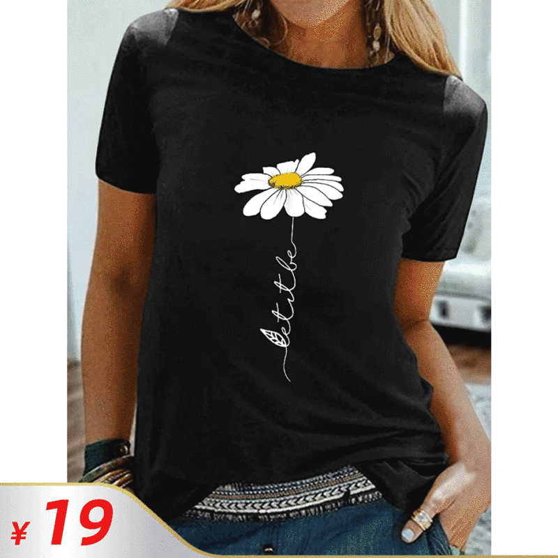 Anya 2024 European and American Clothing Short-Sleeved T-Shirt Milk Silk Digital Printing Amazon Aliexpress Hot Factory Direct Delivery