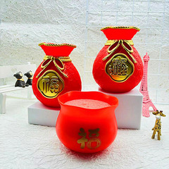 Plastic vase lucky bag lucky bucket money bag decorative plastic ornament Chinese red holiday ornament trending items