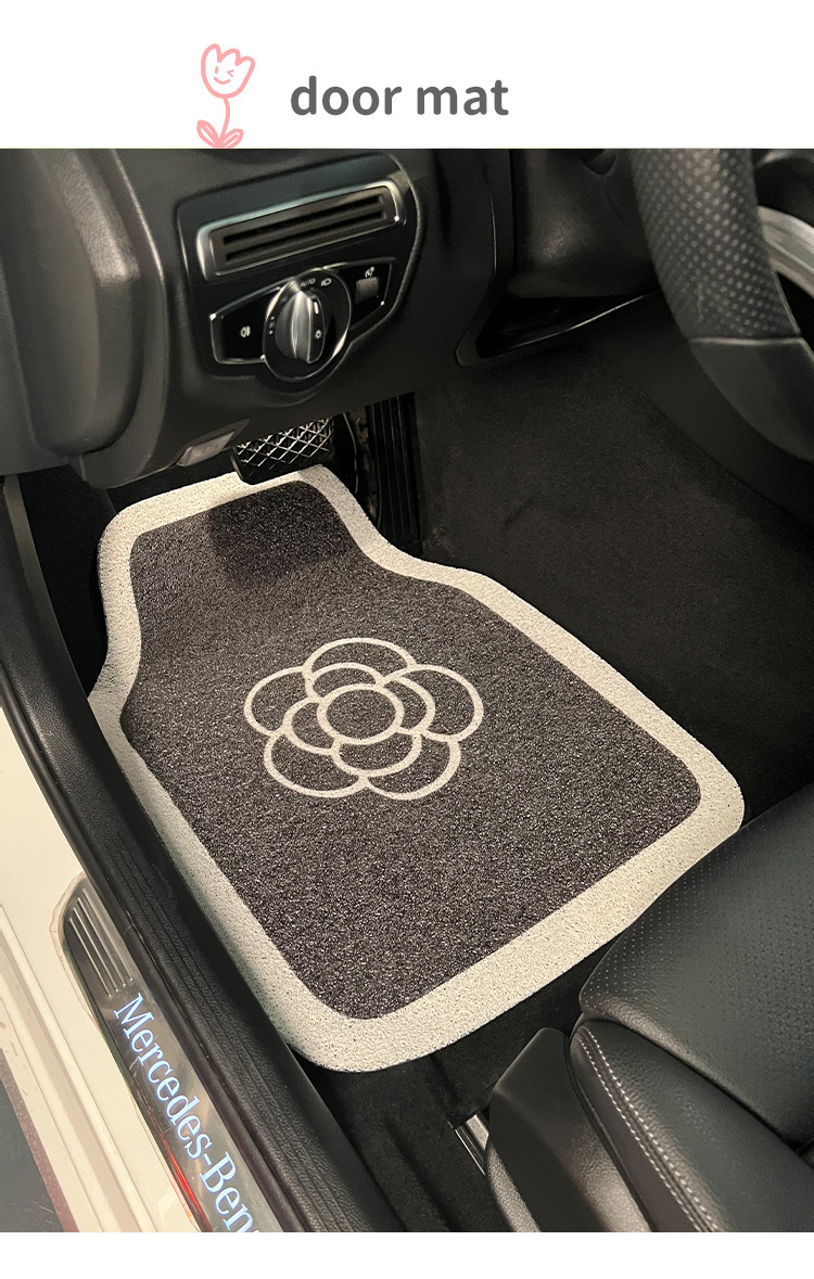 Light Luxury Camellia Silk Loop Universal Car Floor Mats, Anti-Dirt and Dirt-Resistant Car Floor Mats