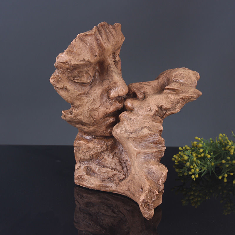 新中式泥塑亲吻艺术品大师雕刻手工彩绘树脂工艺品高档送礼物乔迁