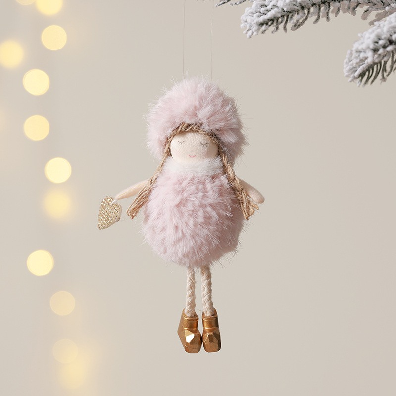 Nuevo producto transfronterizo Angel Doll Girl Lindo colgante de felpa Adornos navideños Adornos colgantes de árbol de Navidad