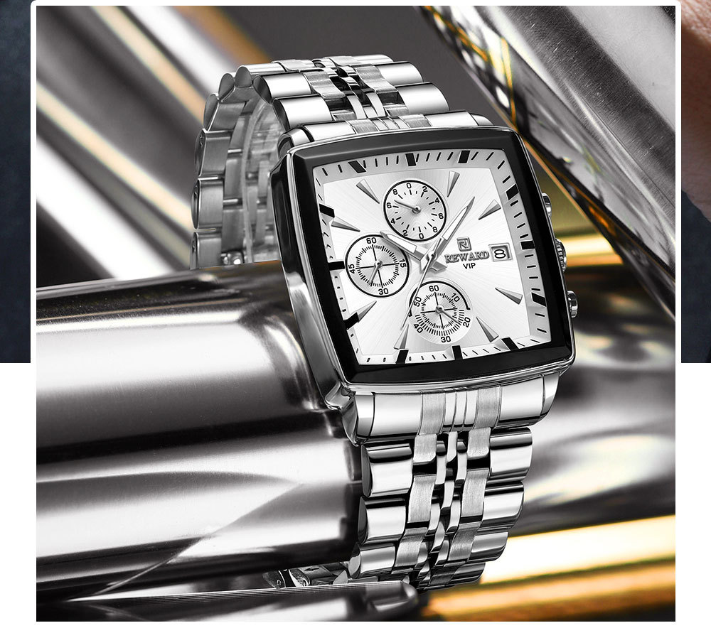Neue Uhr Reward High-End-Smart-Herrenuhr, Multifunktions-Timing, Energie, Business-Herrenuhr, wasserdicht, Nachtlicht, Kalender, solides Stahlband_voghion.com