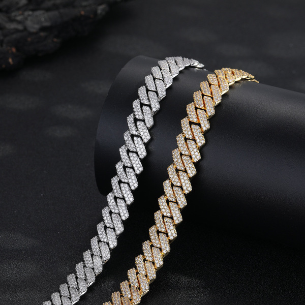 Copper necklace and bracelet hip-hop style with zircon