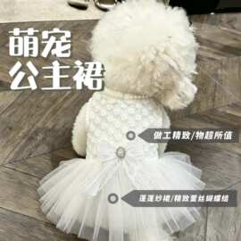 代发ins韩系宠物礼服红玫瑰蝴蝶结蓬蓬裙猫咪狗狗婚纱裙小狗婚纱
