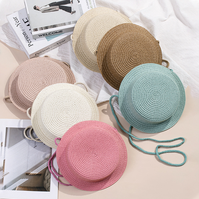 草包帽子编织包海边沙滩度假风2025新款可爱草编包手机斜挎小包包