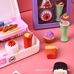 Six-Five Cute Cartoon Food Eraser Creative Stationery Set Cake Eraser Small Gift Box Gift for Children Awards