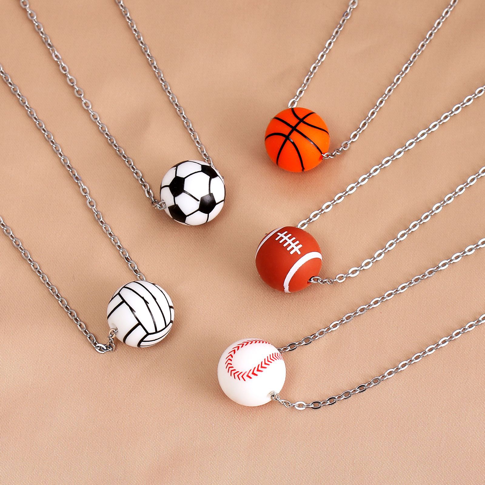 7g Weight Pendant Necklace Classification 304 Stainless Steel Chain Material 1 Piece Quantity Daily Occasion 304 Stainless Steel, Silica Gel Material Basketball Pattern Men'S Gender Simple Style Style Wholesale Jewelry Simple Style Basketball 304 Stainless Steel Silica Gel Pendant Necklace 无