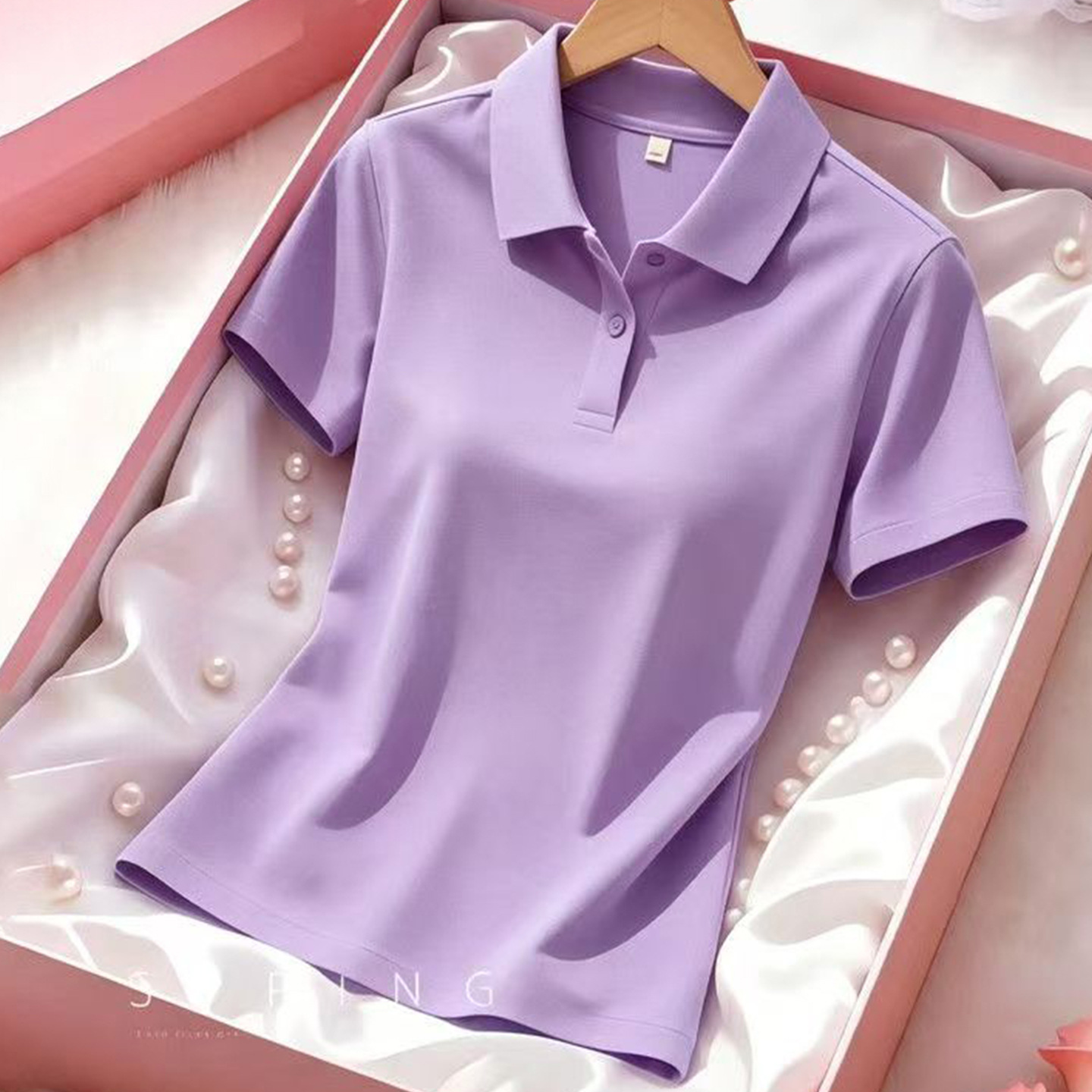 Pure Cotton Short-Sleeved T-Shirt for Women, New Summer Style Polo Shirt, Loose Solid Color Breathable Casual Top T-Shirt for Middle-Aged Ladies