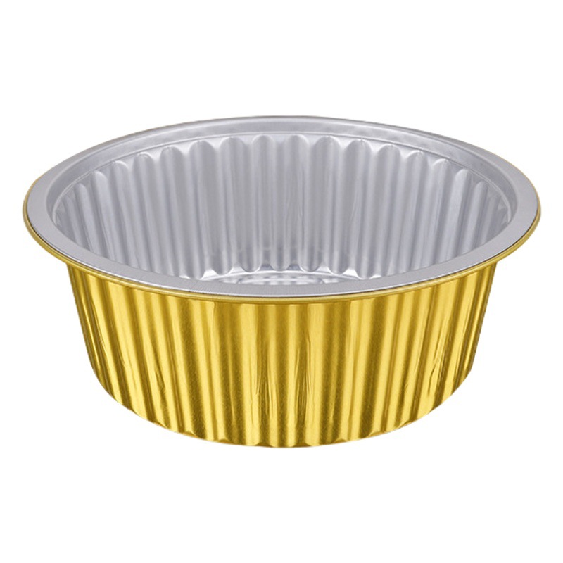 Golden Tin paper box rectangular round aluminum foil bowl thickened food grade commercial disposable packing box with lid