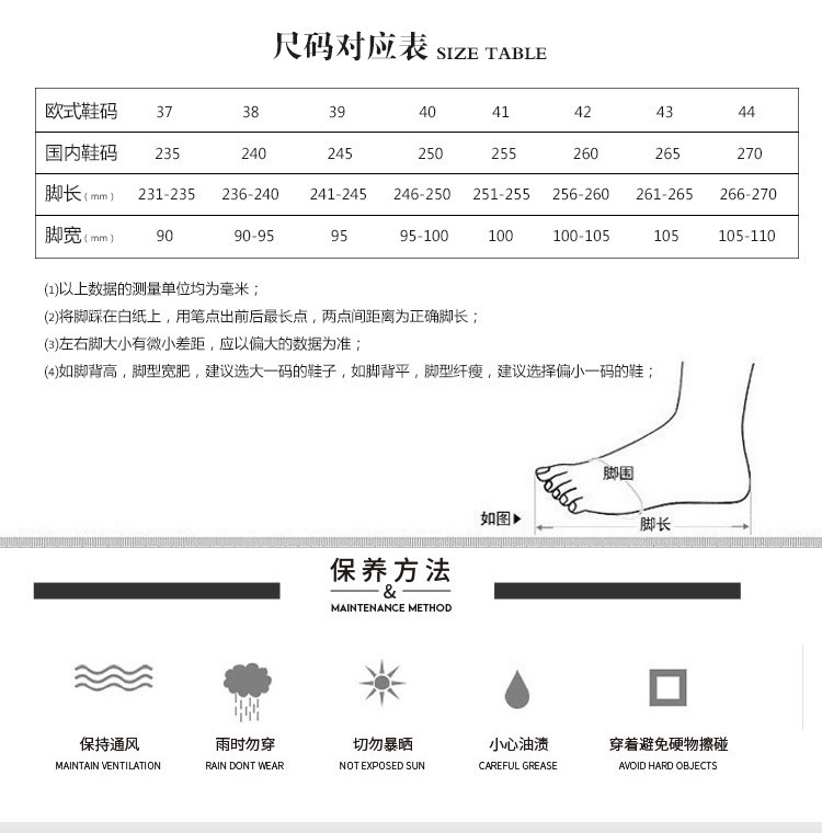 尺码表1
