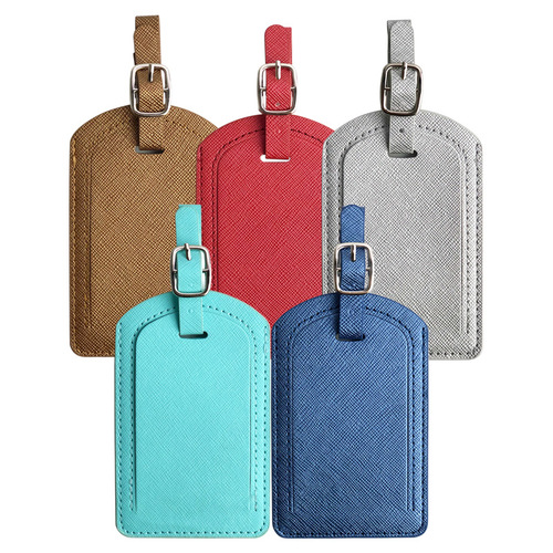 Cross-border multi-color cross pattern oil edge double layer with card paper PU leather strap luggage tag boarding pass