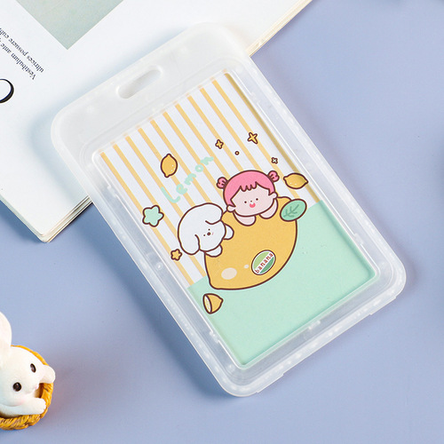 Card holder children's student ID set school card retractable buckle campus card bus card holder chest card pick-up card kindergarten