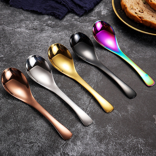 304 stainless steel spoon thickened deep spoon head household drinking spoon palace round head children's spoon tableware wholesale