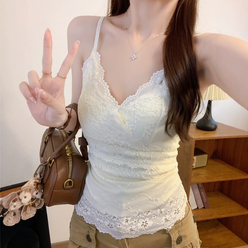 New autumn and winter lace brushed thermal vest, cross-border extended version, lace camisole, slimming inner layer