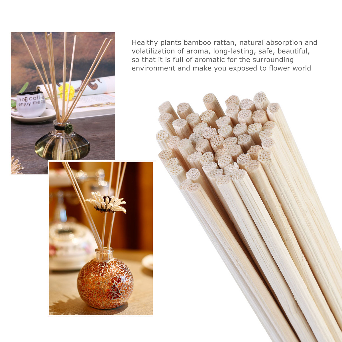 50Pcs Aroma Diffuser Replacement Rattan Reed Sticks Air