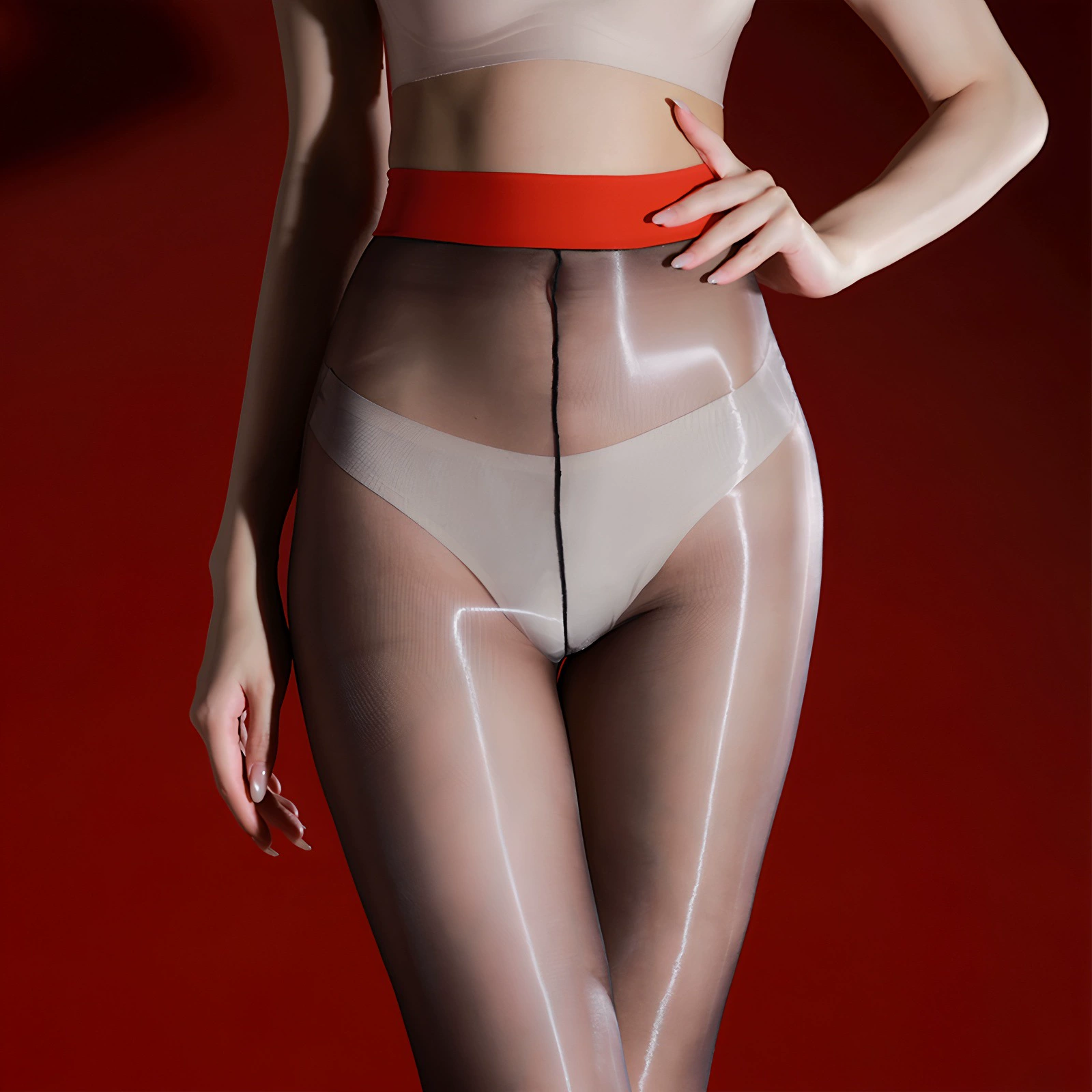 Sexy ultra thin silky retroreflective tights, high waist