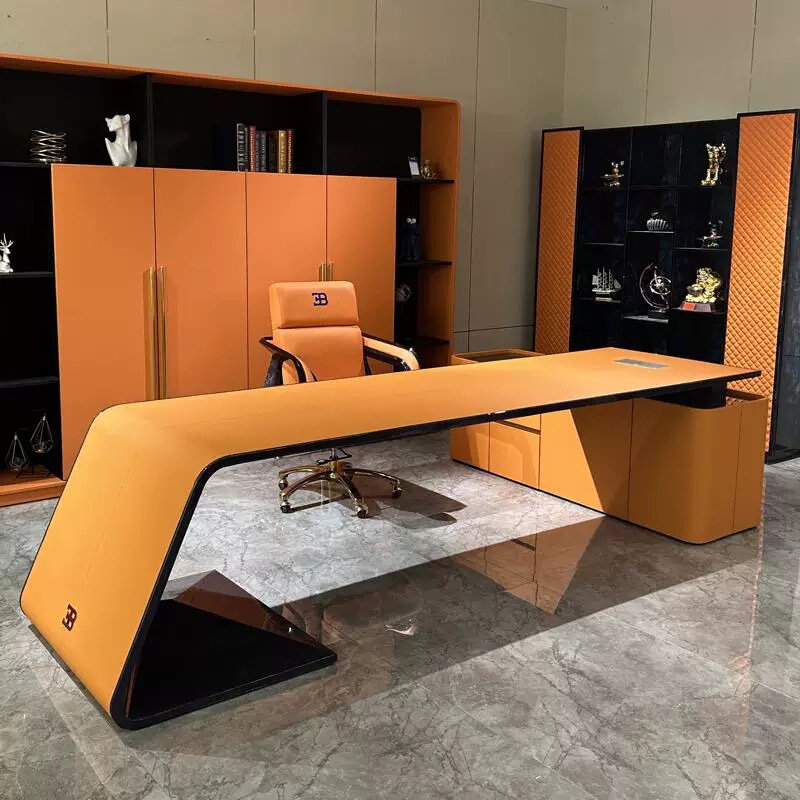 Bugatti Desk Light Luxury High Sense President's Desk Modern Designer Corner Computer Desk Boss Desk Chair