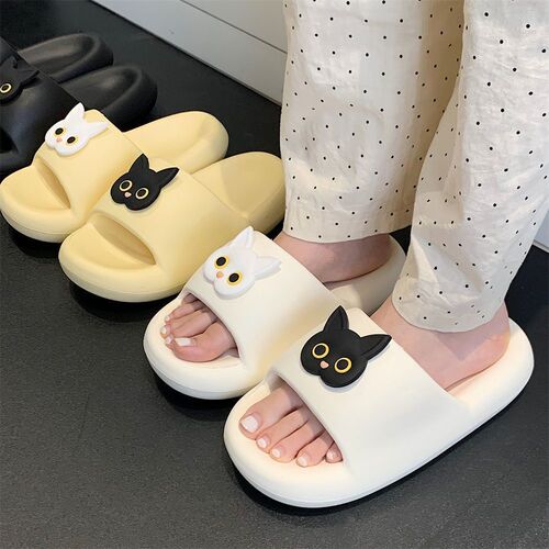 Cat EVA Pudding Thick Sole Slippers for Women - Summer Season New Model, Heel-lifting, Indoor and Outdoor Wear, Anti-slip, Anti-odor, Durable