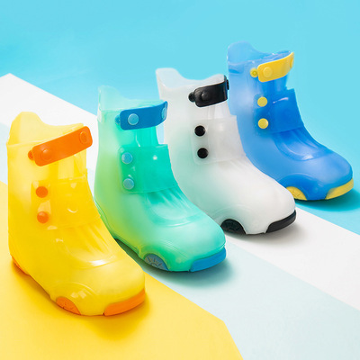 children Rain shoe covers waterproof Non-slip shoe covers silica gel thickening Wear-resistant bottom Water shoes Rain Rainproof Boots Foot sleeve