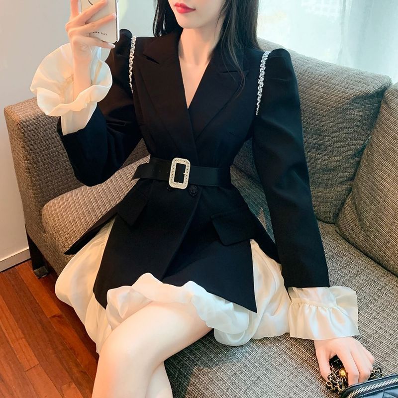 气质名媛小香风西装套装女2025新款春秋高级感小个子蓬蓬裙两件套|undefined