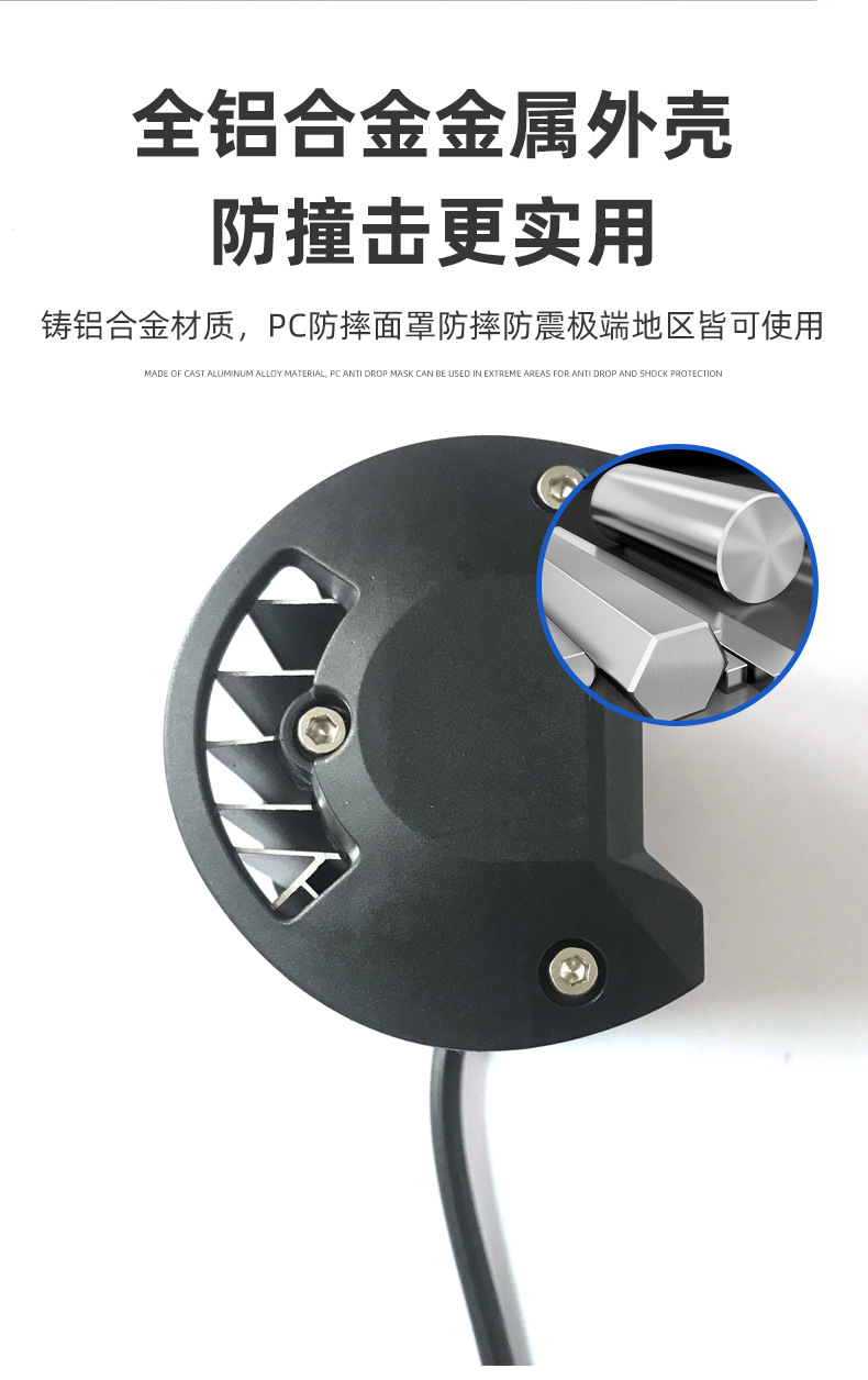 Car Led Work Light Auxiliary Inspection Light Three-Eye 4-Inch 20Led60W Off-Road Vehicle Spotlight Aluminum Alloy Light