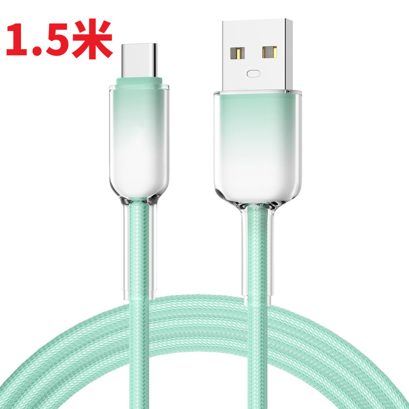 アイスクリスタル透明グラデーションカラー 65 ワット織り Android typec 超高速充電携帯電話充電シングルヘッドデータケーブルに適しています|undefined