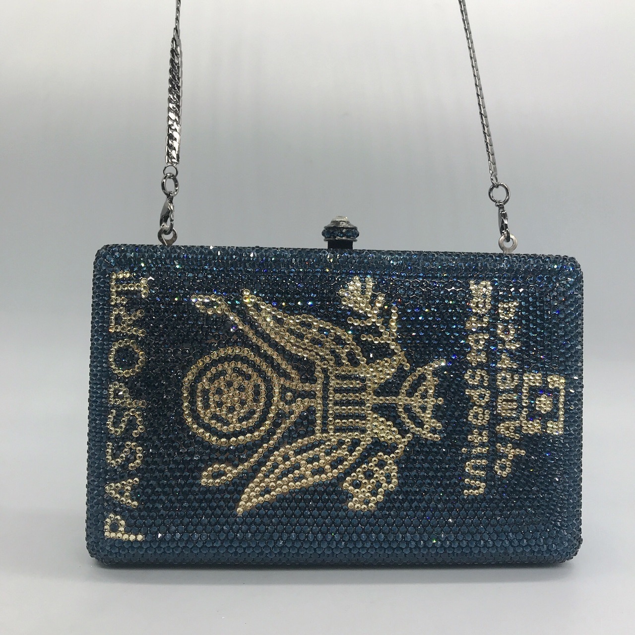 * Pasaporte azul oscuro con estilo de diamantes bolsas de cena bolsas de mano europeas y americanas bolsas de embrague de piedra de renas