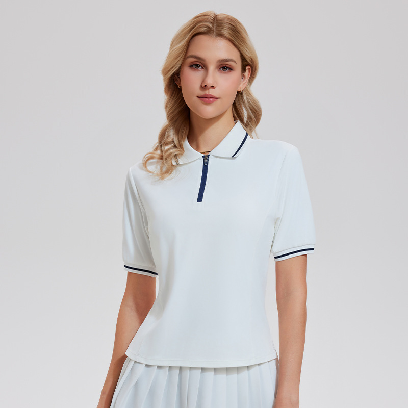 New Casual Sports Suit Women's Lapel Fitness Short-sleeved Pleated Skirt Loose High-elastic Academy Style Tennis Suit_ecoleips.com