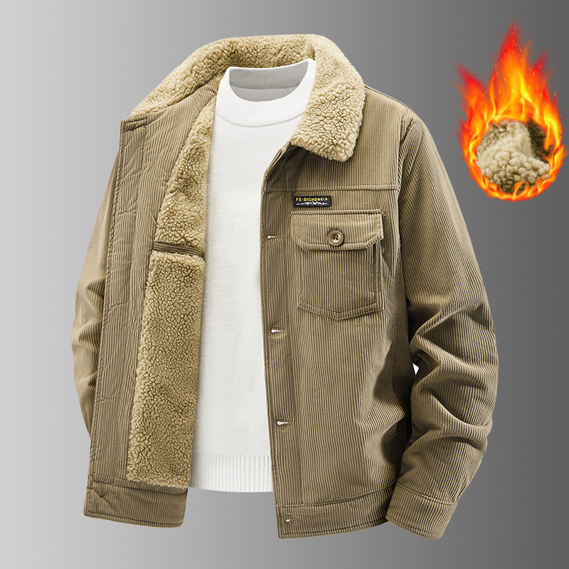 Cross-Border New Style Men's Lambswool Jacket, Fleece-Lined and Thickened Cotton Coat, Casual Workwear Cotton Jacket, Retro Corduroy Jacket Cross-Border New Style Men's Lambswool Jacket, Fleece-Lined and Thickened Cotton Coat, Casual Workwear Cotton Jacket, Retro Corduroy Jacket