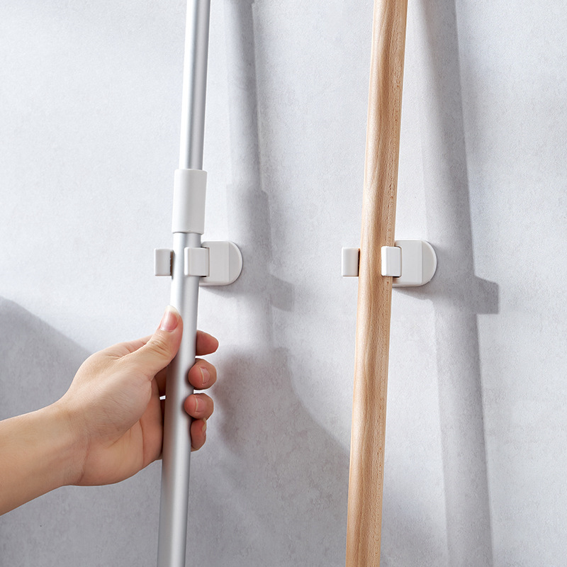 Km. No-Drill Mop Hook Bathroom Mop Clip Bathroom Broom Wall-Mounted Clip Strong Fixed Traceless Hanger