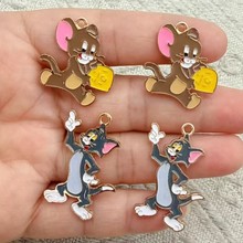 汤姆杰瑞饰品配件 合金滴油猫和老鼠DIY手链耳环钥匙扣挂件