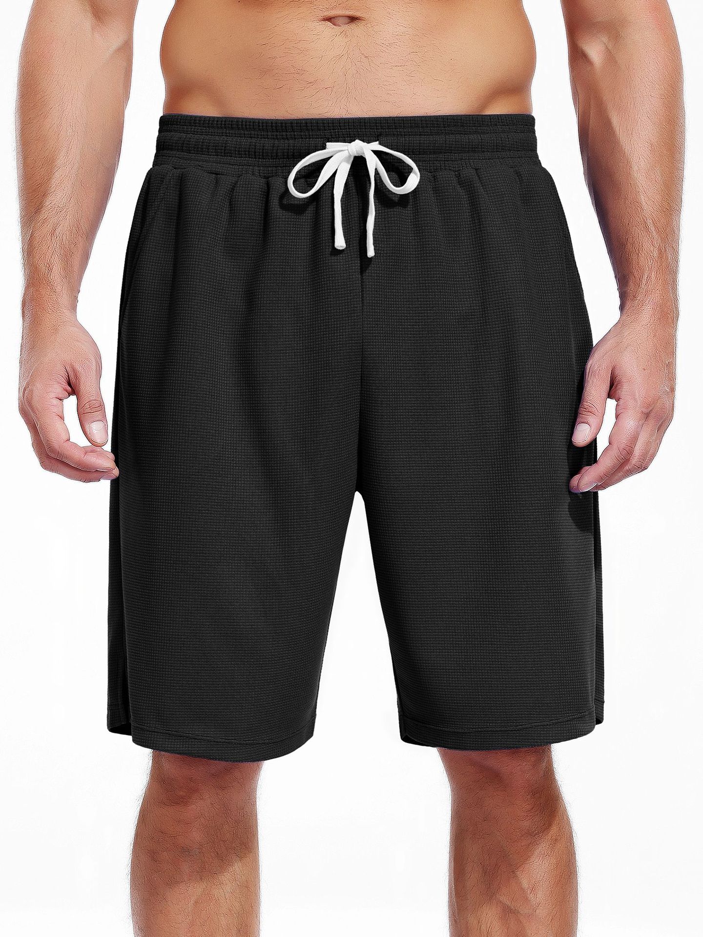 Nuevos pantalones de baloncesto waffle para hombres frescos de una sola capa de piel transpirable deportivo de pulsación de doble bolsillo pantalones de fitness