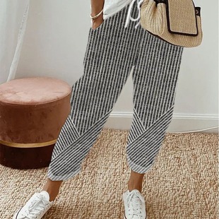 2024 New Spring and Summer Cross-border All-match Women's Fashion Casual Loose Drawstring Sports Casual Pants Mid-waist