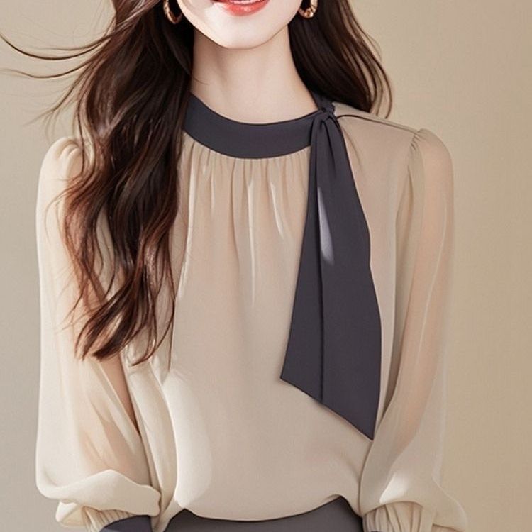 Spring and Autumn New Fashion Styles for Early Autumn Work and Commuting, Suitable for Attending Important Occasions, Elegant and Appropriate, Apricot-Colored Shirt for Women Spring and Autumn New Fashion Styles for Early Autumn Work and Commuting, Suitable for Attending Important Occasions, Elegant and Appropriate, Apricot-Colored Shirt for Women