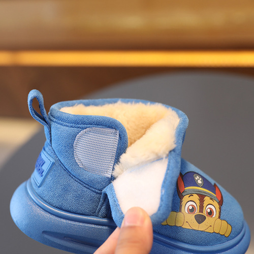 Paw Patrol Children's Snow Boots Cotton Boots Boys' Thickened and Warm Winter New Style Girls' Short Boots Plus Velvet Home Cotton Shoes