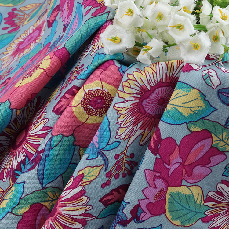2021 floral activa impresión orgánica tela de vestido de algodón