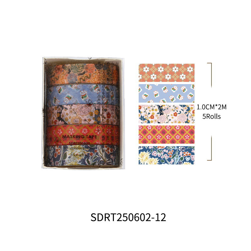 El viento y la casa retro y papel cinta adhesiva conjunto de rollo completo en el viento de mano cuenta de película base decoración pegatinas DIY