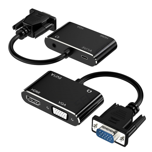 VGA to HDMI VGA with audio and power supply, same display and same frequency converter, VGA to HDMI four-in-one adapter cable
