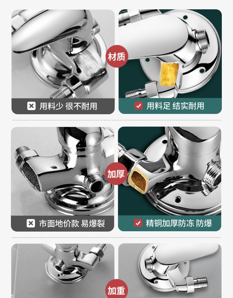 Cold and hot water mixing valve, all-copper exposed shower faucet, solar mixing valve, water heater switch, shower head set undefined