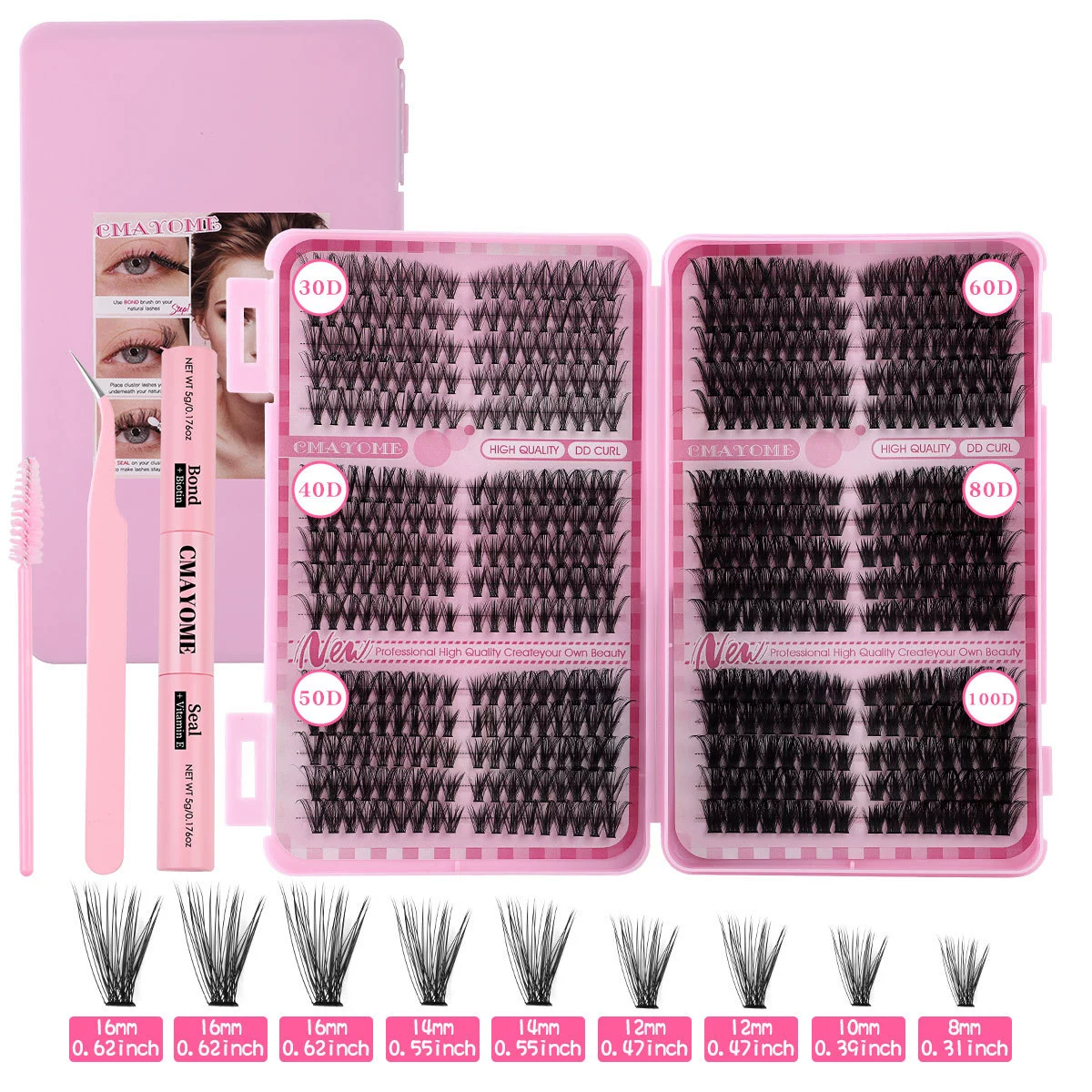 Dense Gradient False Eyelashes, Separate Tufts DIY Set, Everyday Natural Look