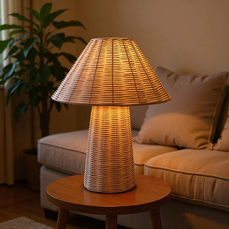 Lámpara de escritorio de caña de color natural led protector de ojos simple nórdico