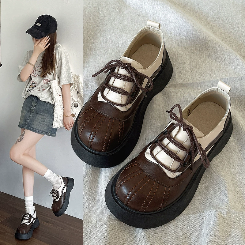 2025 Новый английский стиль дикий кекс толстая подошва одиночные туфли женские ретро раковины